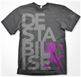 Destabalise T-Shirt (Mid Grey & Purple on Charcoal)
